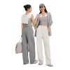 The main body is a grey sport suit paired with off-white wide-leg pants Item Picture